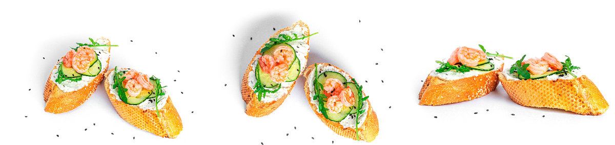 Shrimp on bread with cucumber